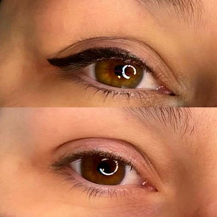Eyeliner tattoo before and after